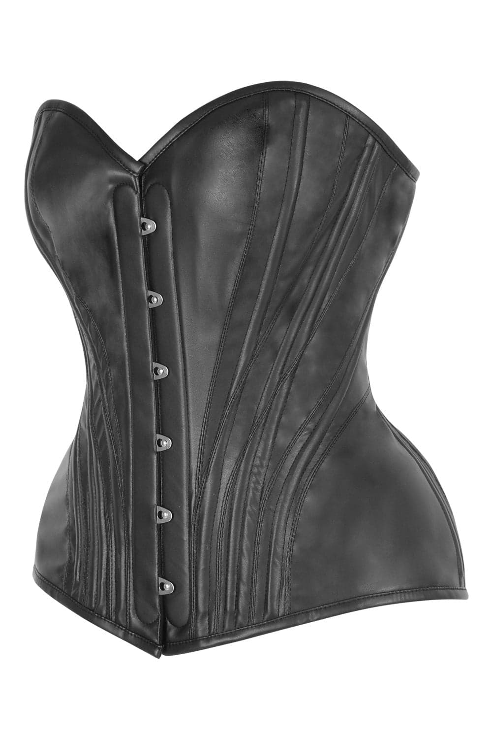 Black Faux Leather Novalee Overbust Corset