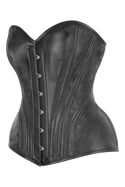 Black Faux Leather Novalee Overbust Corset