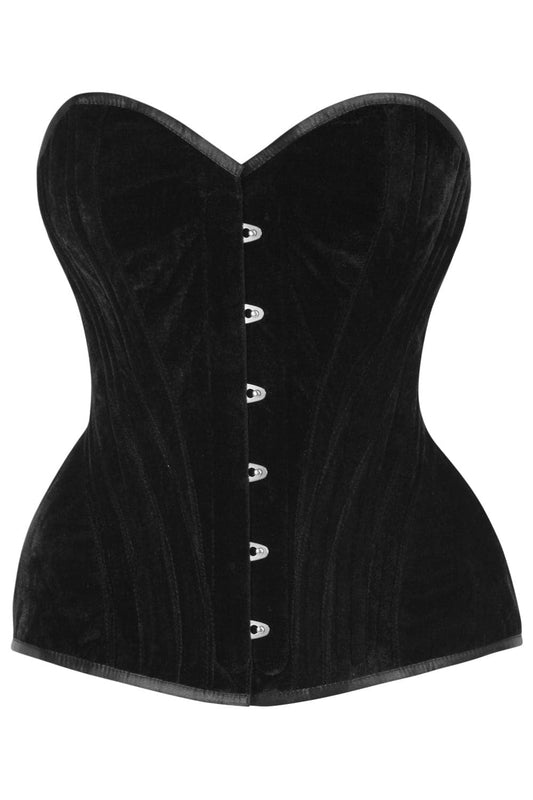 Novalee Midnight Black Gothic Overbust Velvet Corset