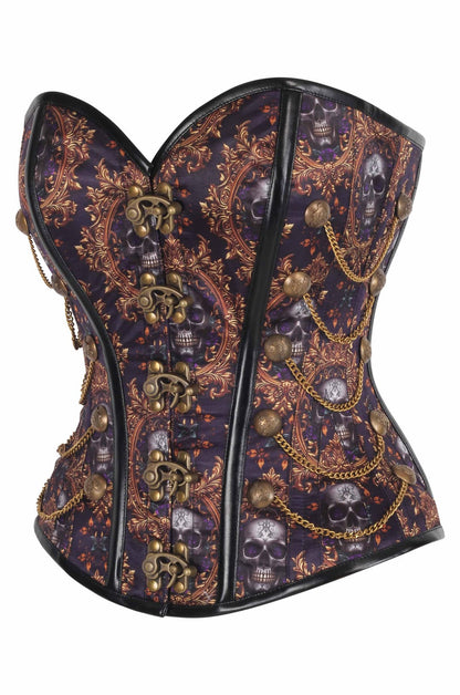 Danna Steampunk Skull Swing Hooks Chains Overbust Corset