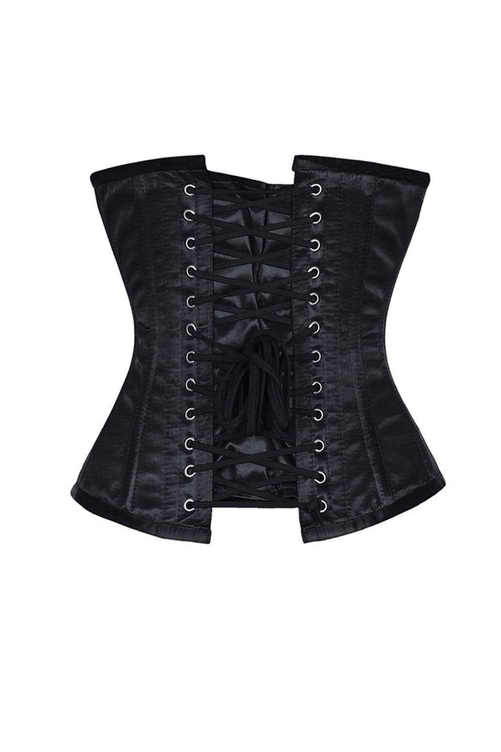 Elaina Gothic Black Underbust Long Satin Corset