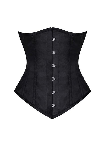 Elaina Gothic Black Underbust Long Satin Corset
