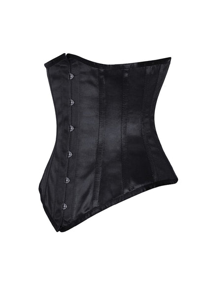 Elaina Gothic Black Underbust Long Satin Corset