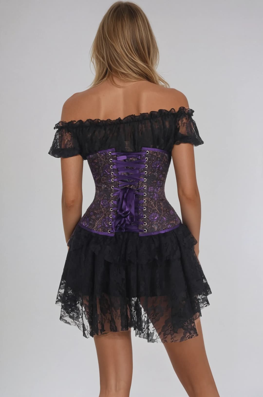 Kiyomi Gothic Purple Floral Underbust Corset
