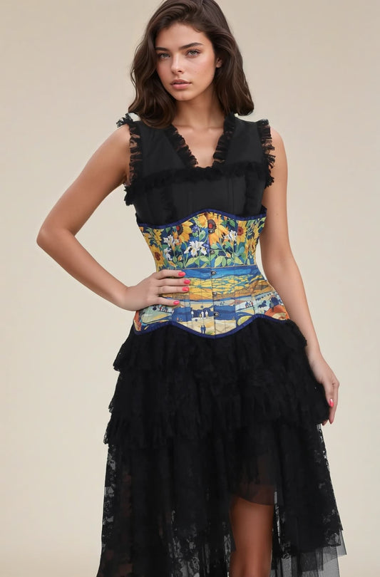 Chelsey Starry Garden Scroll Curvy UnderbustCorset