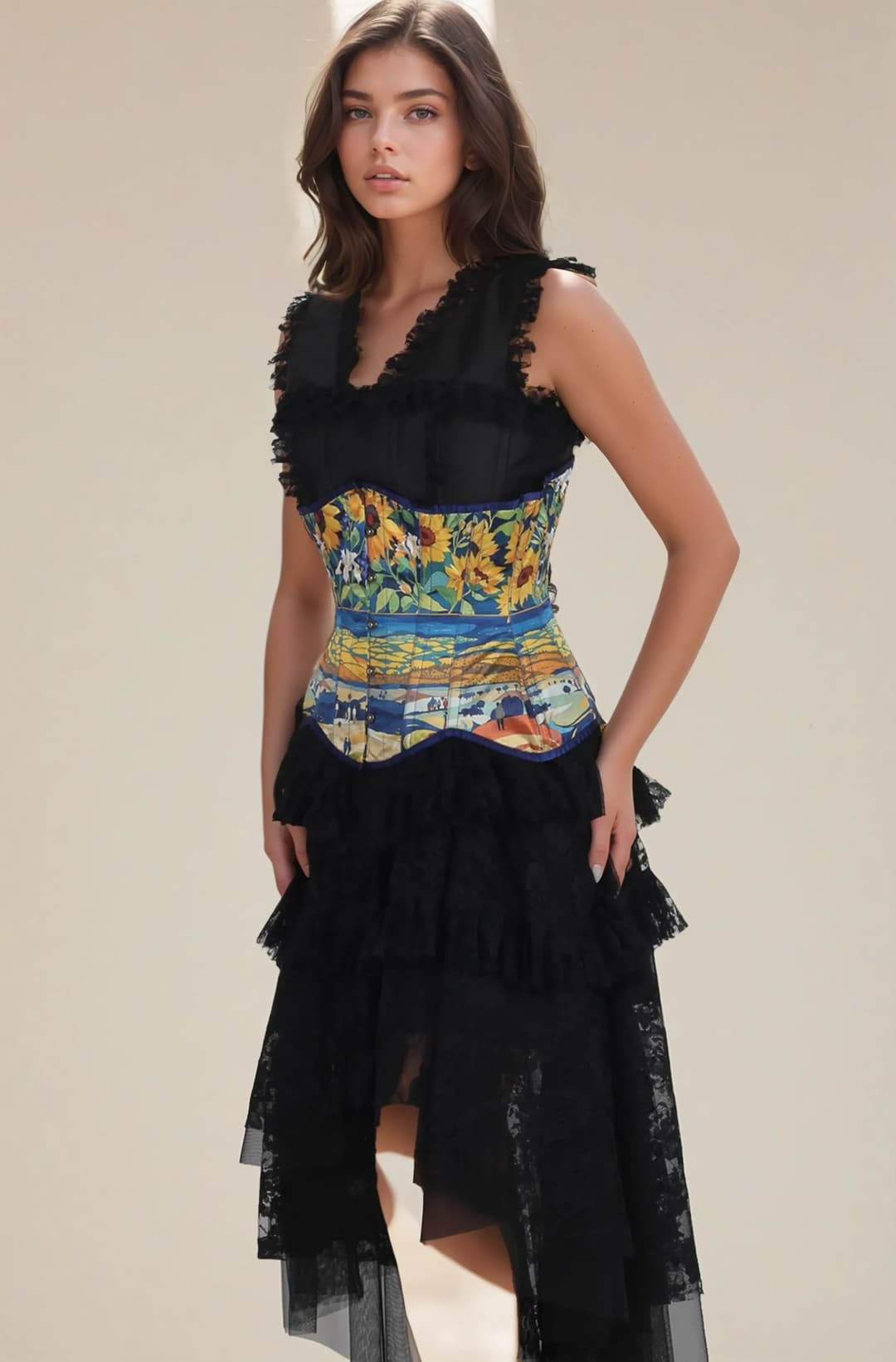 Chelsey Starry Garden Scroll Curvy UnderbustCorset