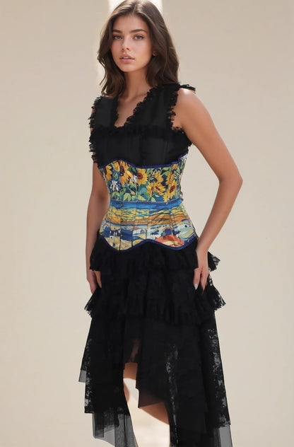 Chelsey Starry Garden Scroll Curvy UnderbustCorset