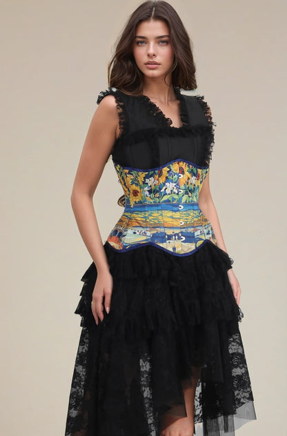 Chelsey Starry Garden Scroll Curvy UnderbustCorset