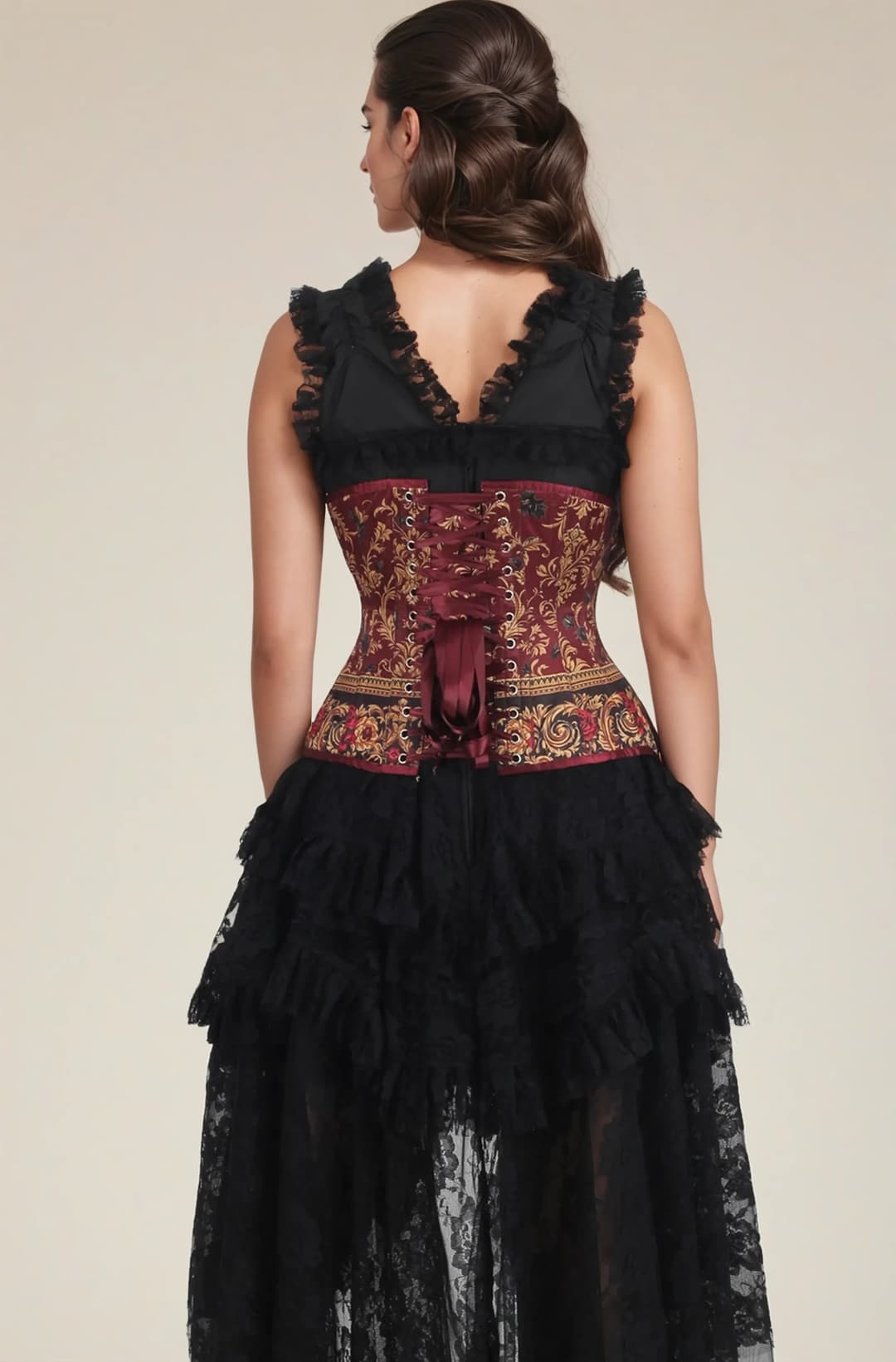 Sharon Opulent Baroque Burgundy Curvy Underbust Corset