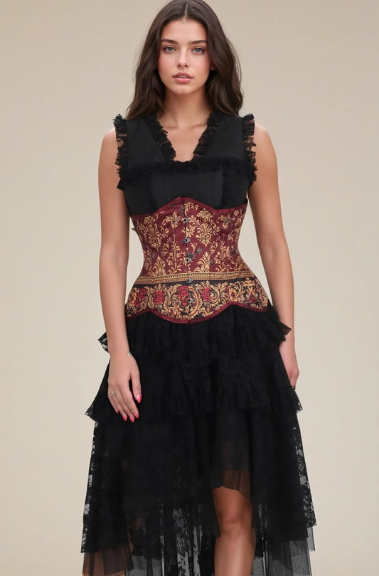 Sharon Opulent Baroque Burgundy Curvy Underbust Corset