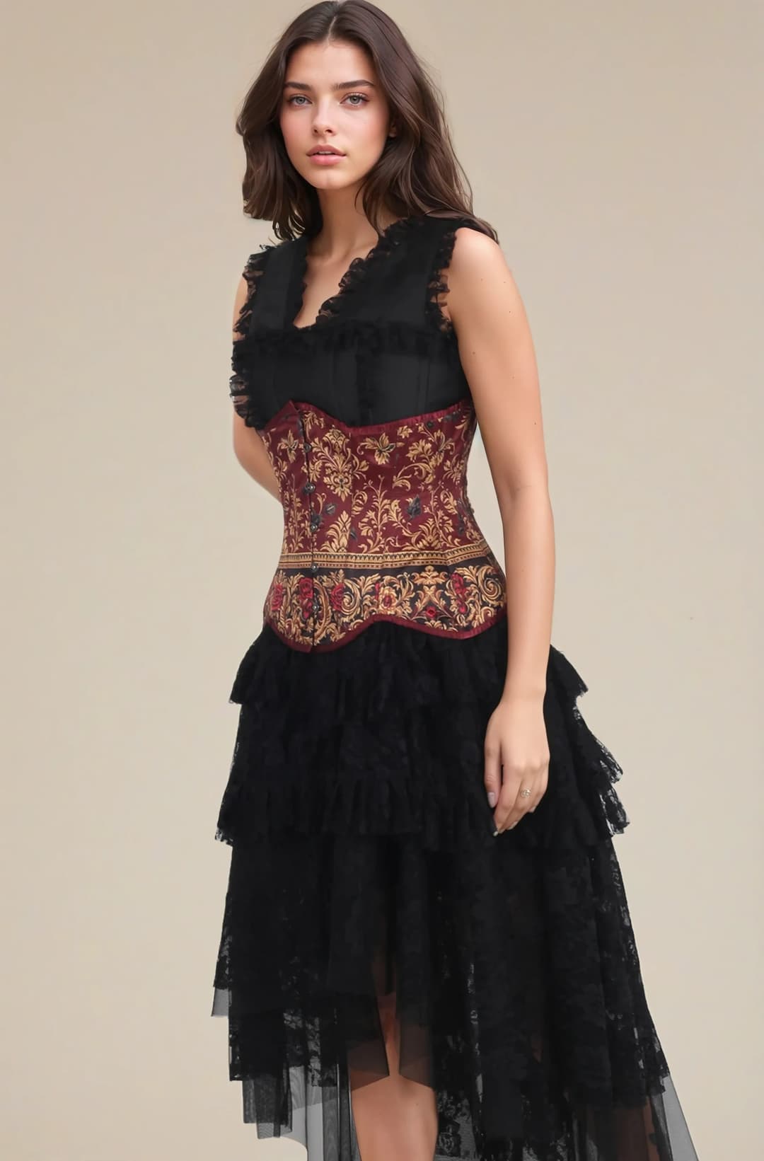 Sharon Opulent Baroque Burgundy Curvy Underbust Corset