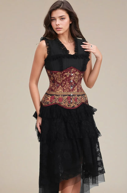 Sharon Opulent Baroque Burgundy Curvy Underbust Corset