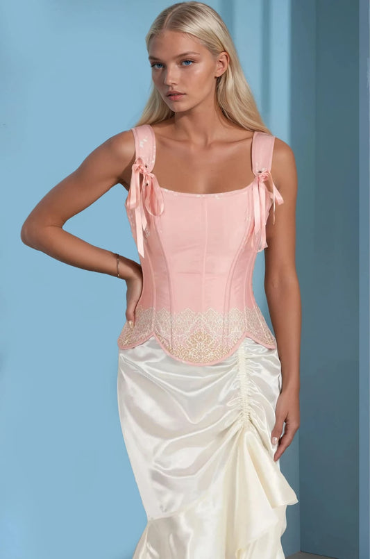 Stormi Pink Shoulder Straps Overbust Corset