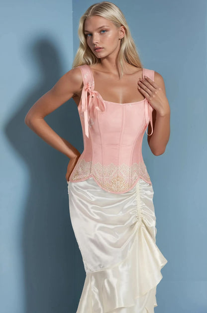 Stormi Pink Shoulder Straps Overbust Corset